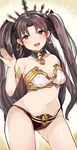  :d ass_visible_through_thighs black_hair breasts crown earrings fate/grand_order fate_(series) ishtar_(fate/grand_order) jewelry long_hair medium_breasts navel open_mouth red_eyes smile solo toi_(toiot) twintails 