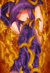  1girl blush female glasses kyuusui_gakari matching_hair/eyes original purple_eyes purple_hair tentacle tentacles_under_clothes wet 