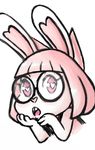  &lt;3 &lt;3_eyes 2017 anthro buckteeth bust_portrait dialogue disney english_text eyewear female glasses inkyfrog lagomorph mammal maple_(inkyfrog) open_mouth pink_eyes pink_theme portrait rabbit simple_background solo teeth text white_background zootopia 