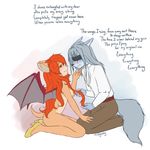  2017 anthro bat blush breasts canine clothing colored digital_drawing_(artwork) digital_media_(artwork) duo english_text female fox fur hair invalid_tag male male/female mammal membranous_wings milkywhy nude samara_sino shy sitting smile text weasel_whirlwind wings 