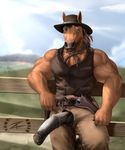 animal_genitalia animal_penis anthro clothing equine equine_penis erection gun hat horse male mammal outside penis penis_through_fly poking_out ranged_weapon solo weapon zorro_re 