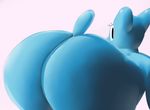  2017 all_fours anthro blue_fur butt cartoon_network cat digital_media_(artwork) feline female fur looking_at_viewer mammal musikalgenius nicole_watterson nude pose presenting short_tail simple_background solo the_amazing_world_of_gumball 