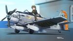  a-1_skyraider aircraft aircraft_carrier airplane aviator_girls bomb brown_eyes brown_hair flight_deck hardpoint highres military military_vehicle original propeller ship solo tokihama_jirou vietnam_war warship watercraft 