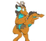  dragon female fur horn my_little_pony pointing scales simple_background solo tartaurus 