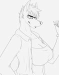  2016 annamaria big_breasts breasts canine digital_media_(artwork) doberman dog eyewear female glasses invalid_tag line_art mammal safe smile solo squeeshiee 