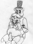 &lt;3 2015 animatronic anthro balls bear black_and_white blush bow_tie chair_position duo erection five_nights_at_freddy&#039;s five_nights_at_freddy&#039;s_2 freddy_(fnaf) from_behind_position hat inkyfrog looking_pleasured machine male male/male mammal monochrome on_lap open_mouth open_smile penis robot sex simple_background sitting_on_lap smile top_hat toy_freddy_(fnaf) traditional_media_(artwork) video_games white_background 