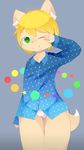  anthro aoino blonde_hair blush bulge canine chest_tuft clothing cub fox fur green_eyes grey_background hair looking_at_viewer male mammal one_eye_closed simple_background solo standing tan_fur tighty_whities tired tuft underwear young 