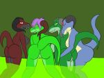  anthro big_breasts breasts deathclaw digital_media_(artwork) dragonmanmike fallout female female/female goo_(disambiguation) group group_sex hair horn lizard nipples nude orgy pussy reptile scalie sex transformation video_games 