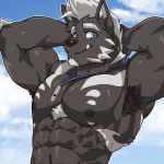  2019 abs anthro biceps canid canine hair kumak71395 male mammal muscular muscular_male pecs solo 