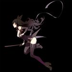  ankle_boots ask_(askzy) black_background black_footwear black_hair blake_belladonna boots breasts detached_sleeves full_body high_heel_boots high_heels large_breasts long_hair long_legs ribbon rwby sketch solo thighhighs thighs 