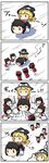  2girls 4koma chibi colorized comic hakurei_reimu highres kirisame_marisa minigirl multiple_girls pit_stop potaaju thought_bubble touhou 