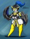  2016 anthro armor avian beak big_breasts bird blush breasts clothed clothing digital_media_(artwork) female fur humanoid jyto king_pin looking_at_viewer mammal open_mouth penguin simple_background skylanders smile video_games 