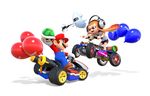  1girl absurdres balloon blooper highres inkling mario mario_(series) mario_kart mario_kart_8 nintendo official_art splatoon_(series) splatoon_1 super_mario_bros. turtle_shell 