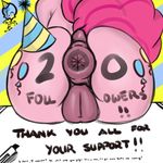  2017 aer0_zer0 anus butt cutie_mark dock earth_pony english_text equine female friendship_is_magic hat horse mammal my_little_pony party_hat pinkie_pie_(mlp) pony pussy rear_view solo text 