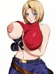  1girl animated animated_gif blonde_hair blue_mary breasts fatal_fury huge_breasts nipples short_hair solo tagme the_king_of_fighters water_beryl 
