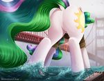  2017 butt clothed clothing cutie_mark dock equine feathered_wings feathers feral friendship_is_magic hi_res macro mammal my_little_pony ncmares outside pegasus princess_celestia_(mlp) solo water wings 