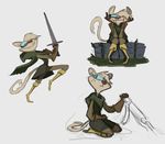  annoyed anthro blue_eyes blue_sclera cloak clothed clothing cute_fangs ermine female freckles lenyavok mammal melee_weapon middle_finger multiple_scenes mustelid peppers_(lenyavok) slime smile smirk solo sword weapon 