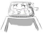  ahegao animate_inanimate blush brain_dump brokenlynx21 burnbot female looking_pleasured monochrome television tongue tongue_out 