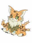  bangs cat chest_tuft cloak clothing cute digimon feline fur looking_at_viewer mammal meicoomon orange_fur smile tattered_clothing tuft 卡奈特 