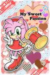  amy_rose boots green_eyes hairband hammer heart official_style smile solo sonic_adventure sonic_the_hedgehog v 