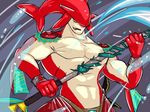  2017 5_fingers abs anthro biceps big_muscles breath_of_the_wild clothed clothing colored danandnite digital_drawing_(artwork) digital_media_(artwork) fish front_view gills grey_background half-length_portrait holding_object holding_weapon humanoid_hands light looking_at_viewer male manly marine melee_weapon multicolored_scales muscular muscular_male nintendo open_mouth open_smile pecs polearm portrait scales shaded shark sharp_teeth simple_background smile solo standing tan_scales teeth the_legend_of_zelda topless two_tone_scales underwater video_games water weapon yellow_eyes 