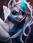  black_hair blue_eyes blue_hair equine eyebrows eyelashes fan_character feathered_wings feathers female feral fur hair horn magic mammal my_little_pony obpony smile solo teeth white_fur white_hair winged_unicorn wings 
