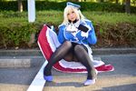  1girl asian atago_(kantai_collection) atago_(kantai_collection)_(cosplay) blonde_hair chouzuki_maryou cosplay kantai_collection military military_uniform personification photo plump solo uniform 