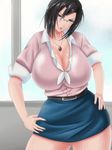  1girl animated breasts curvy glasses huge_breasts saogokushi skirt solo standing tagme thick_thighs wide_hips 