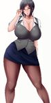  1girl animated bouncing_breasts breasts curvy glasses huge_breasts saogokushi skirt solo standing tagme thick_thighs wide_hips 