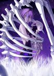  absurdres backless_outfit black_hairband dark_skin fate/grand_order fate/prototype fate/prototype:_fragments_of_blue_and_silver fate_(series) hairband hassan_of_serenity_(fate) highres jeffrey10 profile purple_eyes purple_hair ribs short_hair skeleton skull solo 