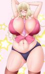  1girl animated blonde_hair breasts curvy huge_breasts saogokushi solo standing tagme thick_thighs wide_hips 