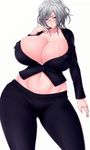  1girl animated breasts curvy glasses huge_breasts saogokushi solo standing tagme thick_thighs wide_hips 