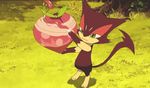  animated animated_gif berry eating green_eyes no_humans peeling pokemon pokemon_(anime) pokemon_(creature) purrloin 