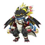  athletic black_skin blonde_hair clothing dragon gloves hair horn kuroma male membranous_wings muscular reptile scalie scarf snout solo spikes white_skin wide_hips wings yellow_eyes 