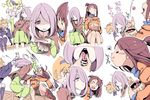  chris_(mario) hair_over_one_eye kagari_atsuko little_witch_academia long_hair lotte_jansson multiple_girls open_mouth pale_skin saliva sucy_manbavaran 