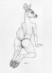  2017 anthro butt cervine clothing deer ecmajor hooves looking_back mammal raised_tail thong 