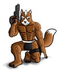  canine clothing combat_uniform fox fox_mccloud gun handgun jockstrap male mammal nintendo ranged_weapon solo star_fox stealth_uniform superduperdog underwear video_games weapon 