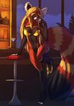  alcohol anthro beverage bra breasts clothing cocktail female inside looking_at_viewer mammal red_panda smile solo standing teasing thick_thighs underwear wide_hips woadedfox 