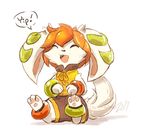  anthro basset_hound canine clothed clothing crystalfeza cute dog female freedom_planet freedom_planet_2 fur hair mammal milla_basset orange_hair signature simple_background sitting solo speech_bubble text video_games white_background white_fur 
