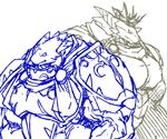  abs armor clothing crown dragon duo horn hyper hyper_muscles kuroma male muscular pecs reptile robe scalie sketch spikes teeth triceps 