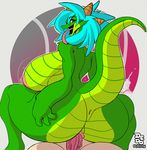  2016 anthro anus areola big_breasts big_butt blue_eyes blue_hair breasts butt dragon duo female forked_tongue green_scales hair huge_breasts huge_butt lionalliance long_hair looking_at_viewer looking_back male male/female nipples nude open_mouth penetration penis pink_nipples raised_tail rear_view scales scalie side_boob smile solo_focus tongue tongue_out vaginal vaginal_penetration vein yellow_scales 