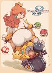  1girl alternate_costume alternate_hairstyle ass belt blue_eyes blush bodysuit from_behind huge_ass impossible_clothes mario_(series) mario_kart motorcycle orange_belt orange_gloves orange_hair orange_scarf plump princess_daisy racing_suit skin_tight 