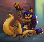  2017 anthro big_breasts breasts canine carmelita_fox cleavage clothed clothing female fox gun mammal panties ranged_weapon sif sly_cooper_(series) smile solo underwear video_games weapon 