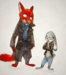  2017 anthro barefoot canine clothed clothing crossed_arms crossover disney duo female fox judy_hopps lagomorph male mammal monoflax nick_wilde rabbit scarf sherlock_(series) simple_background trenchcoat white_background zootopia 