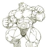  abs belt biceps black_and_white bulge clothing fist huge_muscles kuroma looking_at_viewer machoke male monochrome muscular nintendo pecs pok&eacute;mon pose qiads sketch solo triceps underwear video_games wide_hips 