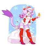  2016 absurd_res anthro bag blaze_the_cat blush breasts bridal_gauntlets brown_eyes cat christmas clitoris clothing eyelashes feline female fire footwear front_view fur hair hat hi_res high_heels holidays jacket legwear looking_at_viewer mammal mostly_nude nipples open_mouth panties ponytail purple_fur purple_hair pussy santa_hat shoes solo sonic_(series) sparkydb standing stockings surprise thigh_highs torn_clothing torn_stockings underwear white_countershading white_fur 