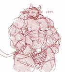  abs anthro bandanna biceps bovine cloth clothed clothing erect_nipples facial_piercing fur horn huge_muscles japanese japanese_text kuroma male mammal monochrome muscular nipples nose_piercing nose_ring pecs piercing quads sketch solo text topless translation_request triceps wide_hips 
