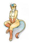  bahati_whiteclaw blue_eyes breasts feline female flower flower_in_hair jewelry lion mammal necklace pawpads pendant pink_pawpads plant runestone sapphire sapphire_(disambiguation) solo tail_tuft tuft two_tone_paws yellow_sclera 