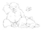  anthro armpits backsack balls barefoot bear duo eyes_closed flaccid humanoid_penis line_art lying male male/male mammal moobs navel nipples nude on_side overweight overweight_male penis polakuma pubes rubbing_head signature sitting sketch sleeping spread_legs spreading waking_up 