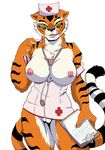  2017 alpha_channel amber_eyes anthro areola big_breasts bottomless breasts clipboard clothed clothing erect_nipples feline female hat holding_object kung_fu_panda licking licking_lips looking_at_viewer mammal master_tigress nipples nurse nurse_uniform paper pussy simple_background solo stethoscope stripes tiger tongue tongue_out transparent_background uniform yawg 